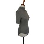 Trendy Mock Neck Open Back Grey Bodysuit Cutout Stretch Top Medium Y2K Aesthetic Gray Photo 3