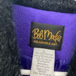 Bob Mackie NWOT Vintage  women’s purple fleece embroidered‎ fuzzy collar vest art Photo 3