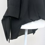 West Kei Black Tie Long-Sleeve Semi-Sheer V-Neck Flowy High-Low Blouse Small Photo 3
