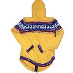 Vtg Y2K Handmade Sz Small Full Zip Hooded Mexican Poncho Boho Sweater Multicolor Yellow Photo 1