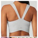 Alo Yoga ALO Ribbed Alosoft Longline Sports Bra Athletic Heather squareneck chic tank top Photo 4