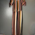 Xhilaration Medium Striped Off Shoulder Tie Sleeve Boho Jumpsuit Photo 5