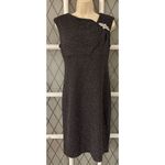 S.L Fashions Pleated Evening Dress Size 6 Gray Glitter Accents Rhinestone Brooch Photo 2