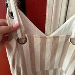 Coco + Jaimeson White And Tan Striped Tie Waist Linen Romper Photo 9