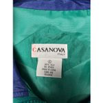Vintage Casanova Italy Green Silk Track Jacket with Color Blocks XL Blue Photo 2