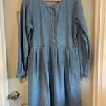 Lands' End Women's 14 Vintage Light Blue Denim 100% Cotton Knee Length Dress Photo 0