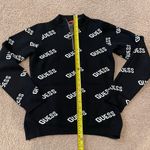 Guess Femme Y2K Fitted Knit Quarter Zip Logo Pattern Black Sweater Photo 4