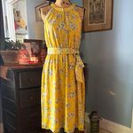 Ann Taylor  Yellow Floral Print Sleeveless Midi Dress Photo 4