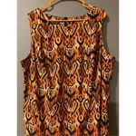 I.N. Studio Black And Orange Print High Neck Zip Back Dress Size 22W Photo 3