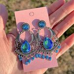 Forever 21 Chic Blue and Silver Statement Earrings Photo 0