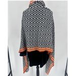 100% Merino Wool Scarf Black White Orange Chevron Print Made in Kashmir India Photo 8