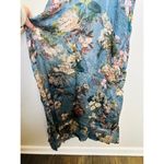 LOUNA Blue Floral Printed Tie Front Waist Mid Slit Maxi Tropical Dress Size S Photo 9