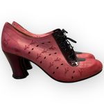 John Fluevog  Look Out Fascination Lace-Up Leather Heel Pink Oxford Coral Witchy Photo 1