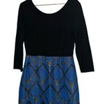 Slate + Willow  Women's Blue Metallic Jacquard Crew Neckline Mini Dress Size 8 Photo 2