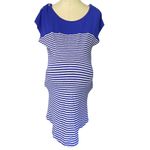 Seraphine Maternity Blue and White Striped Short Sleeve Tunic Top Size 6 Photo 9