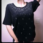 Karen Scott  Embellished Beaded Shirt Sleeve Top | Shirt Photo 4