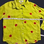 Casey Coleman 100% Linen Green Floral Embroidered Poppy Top Photo 4