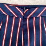 Lush Clothing LUSH Blue Pinstriped Asymmetrical Faux Wrapped Skort Photo 2