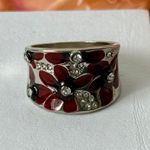 Burgundy Floral Ring, Size 9 Red Photo 2