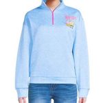 NWOT ~ SPONGEBOB SQUAREPANTS Blue Fleece 1/4 Zip Pullover Top ~ Women's MEDIUM Photo 0