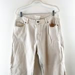 H&M High Rise Cotton Button Fly Straight Leg Jeans Cream Bone 14 Photo 2
