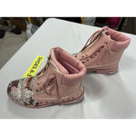 Womans Chunky Ankle Boots Pink Us 11 Eu 42 Front Zip Embellished Photo 1