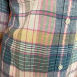 CHAPS Ralph Lauren pastel plaid linen blend classic button down casual shirt XL Photo 7