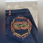 COOGI Jeans Womens 7/8 Blue Denim jeans Embroidered Fire Floral Low Rise Photo 11