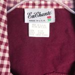 EnChanté Cropped Raw Hem Vest Gingham Maroon Plum Purple Size L Photo 2