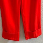 ZARA RED Cropped Cuffed TROUSERS PANTS Turn Up Hem SIZE Small Photo 2
