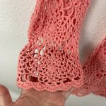 Hula-La Vintage Y2K Coral Pink Crochet Summer Beach Swim Cover Up Mini Dress Photo 12