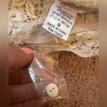 NWOT Miou Muse sheer Women's Cream Lace Trim Blouse Bell Sleeve Small buttons Photo 3