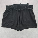 Terra & Sky  Black Pullon Ruffle Belted Cotton Linen Pants Shorts Plus 1X 16W 18W Photo 2