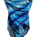 Elizabeth Stewart One Piece Swimsuit Blue Floral Tropical Strapless Size 10 Photo 0