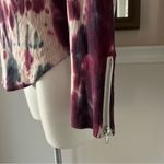Chaser  Tie Dye Sweatshirt Quarter Zip Burgundy Cream Pink Top Size XS Photo 9