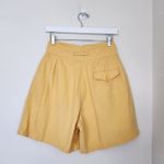 American Vintage Vintage 80s Baccini Yellow Ramie Cotton High Waist Shorts Pleated Belted Size 4 Photo 3