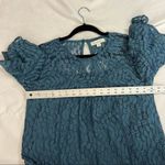 Francesca's Francesca’s Teal Blue Lace Overlay Short Sleeve Lined Festival Dress Photo 2