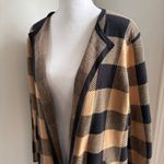 J.Crew Plaid Open Front Cardigan Tunic Black Brown Sweater Small Oversized Photo 1
