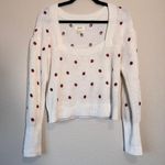 Maeve  Anthropologie White Strawberry Embroidered Square Neck Sweater Womens S Photo 1