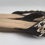 Vittorio D' Firenze Black Beaded Sandals Size 10 Flip Flops Gold Accents Thongs Photo 7