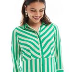striped maxi shirt dress in green Size XS Photo 3