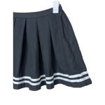 Hot Topic Black Pleated Skirt White Stripe Bottom Mini Skater Women's Medium Photo 1