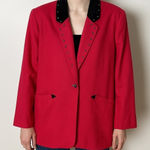 Vintage‎ Saddle Ridge Vintage Western Red Studded Blazer M Black Suede Collar Size M Photo 0