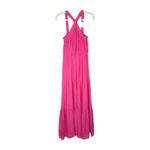 ALLIE & ROSE Hot Pink Textured Halter Neck Tiered Maxi Dress Women's Large Photo 1
