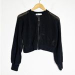 ZARA Black Mesh Knit Bomber Jacket Size Small Zip Front Lightweight 2308/010 Photo 2