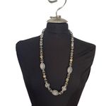 Handcrafted Black & White Beaded Necklace With Gold Accents Photo 0
