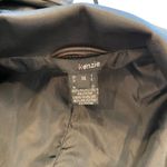 Kenzie Faux Leather Trench Coat Black Brown Stitching Y2K Zara Style Long Jacket Size L Photo 10