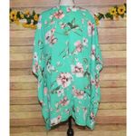 Eleven Oaks Mint Green & Pink Floral Open Front Poncho Cardigan Kimono Ladies M Size M Photo 6