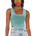 Cotton Citizen  Ibiza Square Neck Rib Tank Top in Vintage Teal Large $115 Photo 2