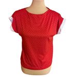 Vtg 70s polka dot polyester top Red Size L Photo 1